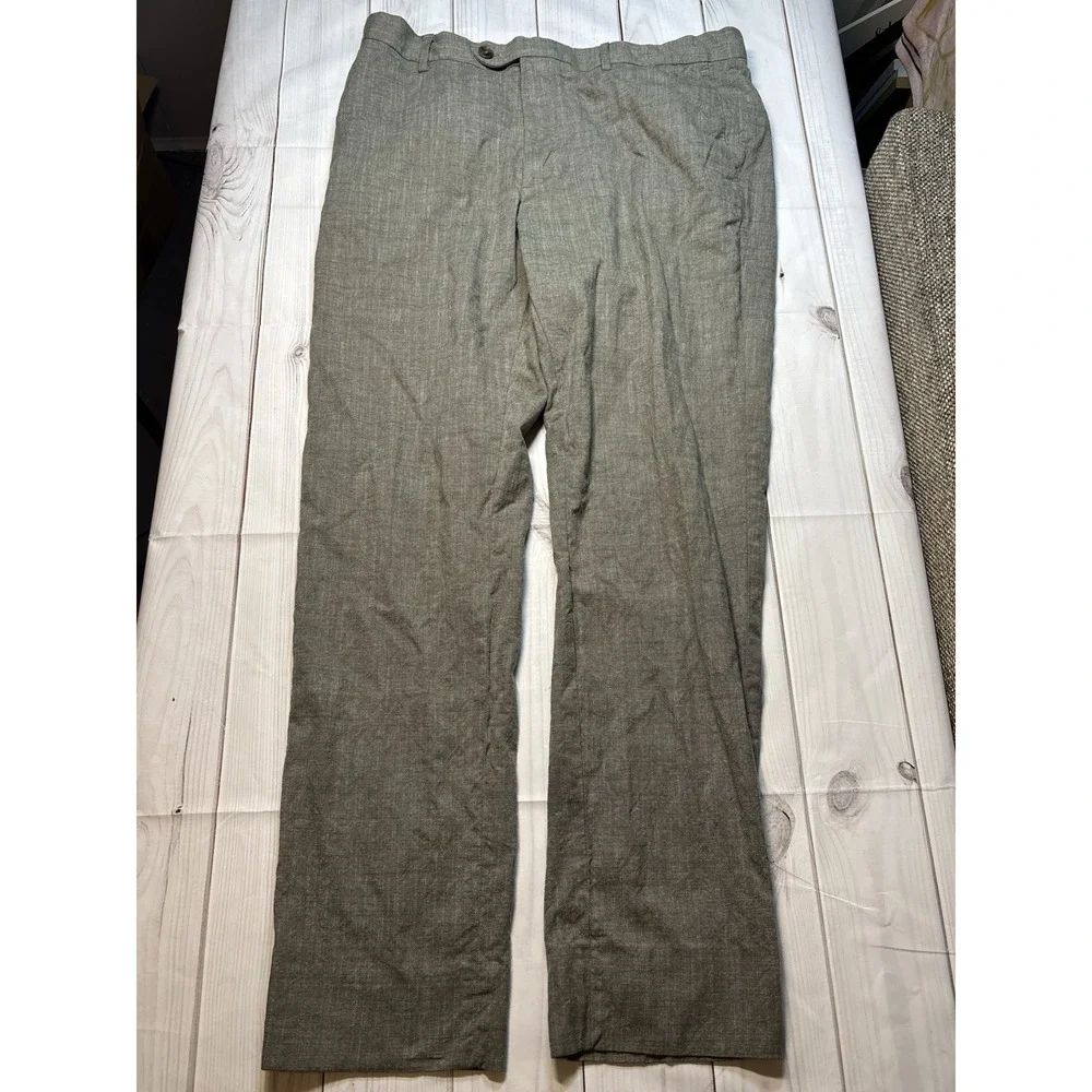 Men's Banana Republic Tailored Slim Fit Dress Pants 36x34 Made In Jordan Brown